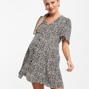 ASOS Maternity button-through tie back angel sleeve tea dress Size US 6 NEW